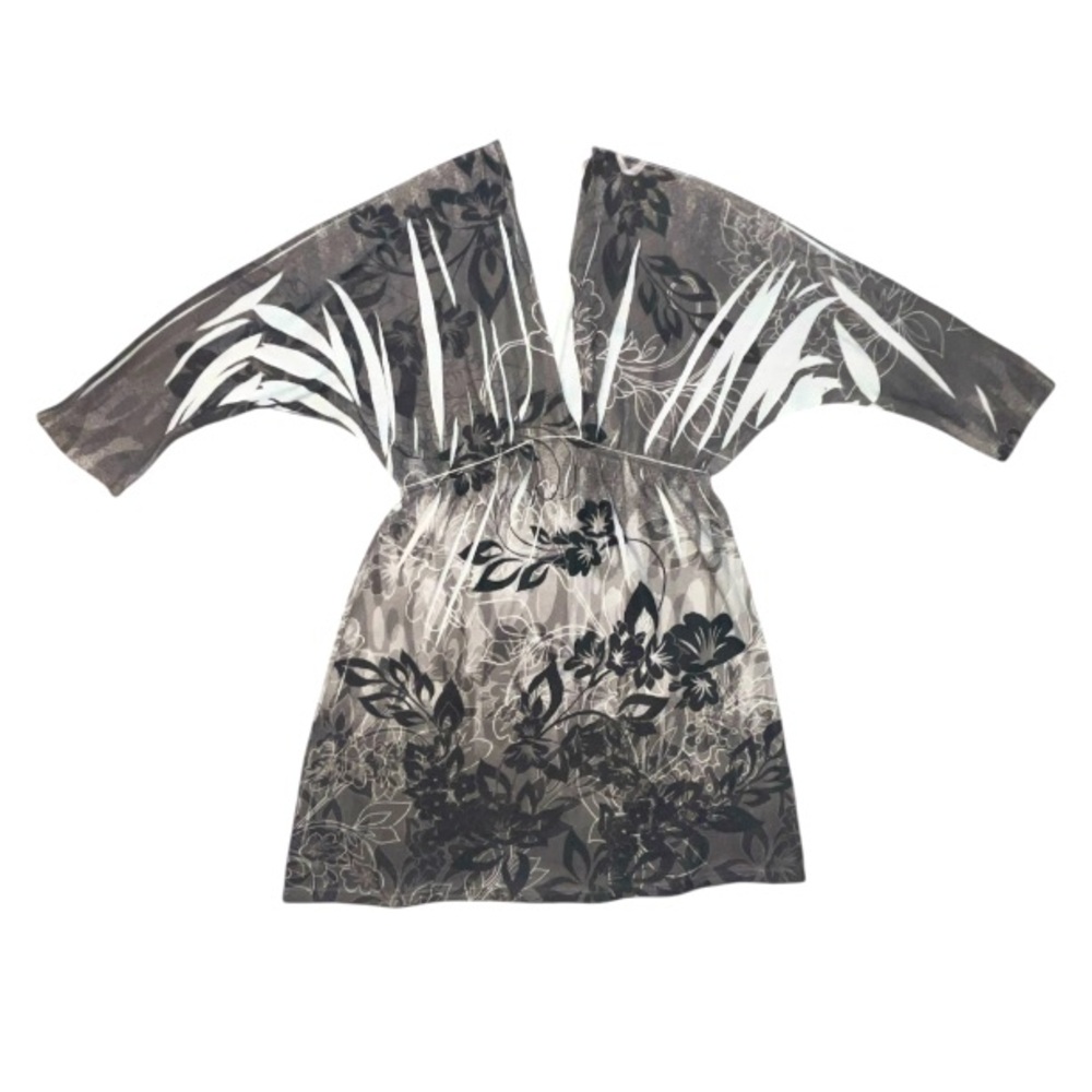 Y2K First Look Deep V Neckline Floral Dress Elastic Waist Knit Size Small